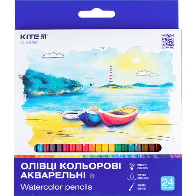 Карандаши цветные акварельные, 24 шт., Kite Classic K-1050