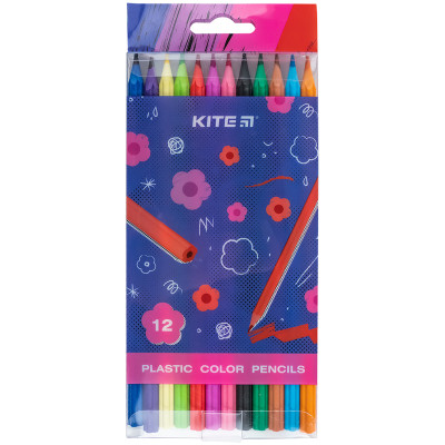 Карандаши цветные пластиковые, 12шт Kite Flower K24-049-1