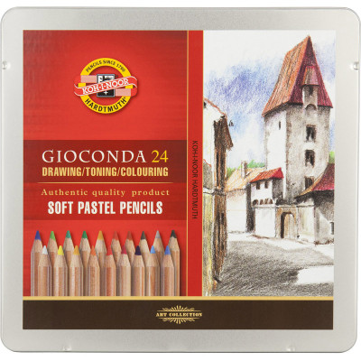 Карандаши паст.  GIOCONDA 8827, 24 цв.,мет.уп 8828024001PL