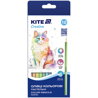 Карандаши цветные, 12 шт. Kite Creative Pastel K-451