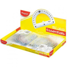 Транспортир ESSENTIALS, 180гр120мм пластик, дисплей