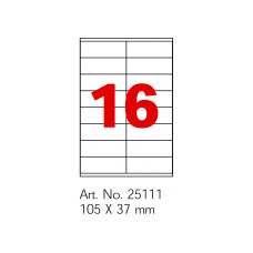 Етикетки самоклейні Optima 16шт. 105x37 мм, А4 100 арк.
