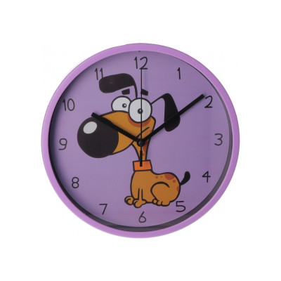 Часы настенные пластиковые Optima LITTLE DOG, фиолетовый - O52105 Optima