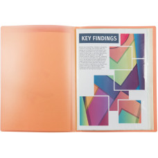 Дисплей-книга з кишенею, А4, 20 файлів, прозора помаранчева