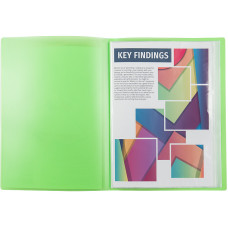 Дисплей-книга з кишенею, А4, 20 файлів, прозора зелена
