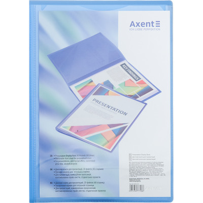 Дисплей-книга з кишенею, А4, 20 файлів, прозора синя - 1020-22-A Axent