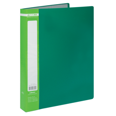 Папка пластиковая с 40 файлами, JOBMAX, А4, зеленая - BM.3616-04 Buromax