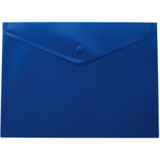 Папка-конверт, на кнопке, А4, матовый пластик, синяя