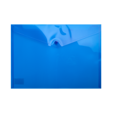 Папка-конверт, на кнопке, А4, глянцевый полупроз.пластик, синяя