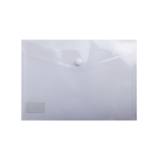 Папка-конверт, на кнопке, А5, глянцевый прозрачный пластик, прозрачная