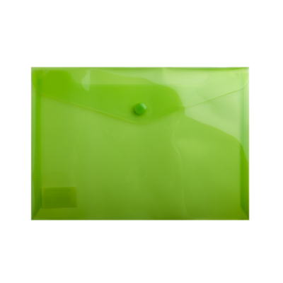 Папка-конверт, на кнопке, А5, глянцевый прозрачный пластик, салатовая - BM.3936-15 Buromax