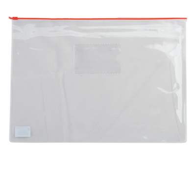 Папка - конверт на молнии zip-lock, А4, глянцевый прозрачный пластик, красная молния - BM.3946-05 Buromax