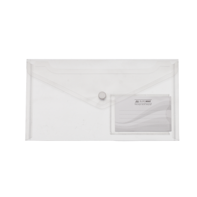 Папка-конверт TRAVEL, на кнопке, DL, глянцевый прозрачный пластик, прозрачная - BM.3938-00 Buromax