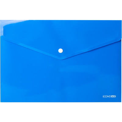Папка-конверт А4 прозрачная на кнопке, синяя - E31301-02 Economix
