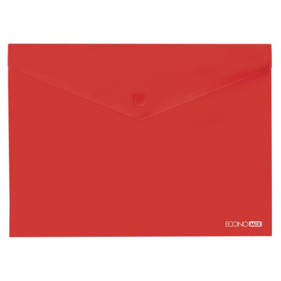 Папка-конверт В5 прозрачная на кнопке, красная(Е31302-03) - E31302-03 Economix