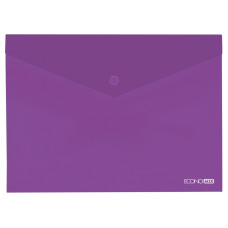 Папка-конверт А4 прозрачная на кнопке, фиолетовая