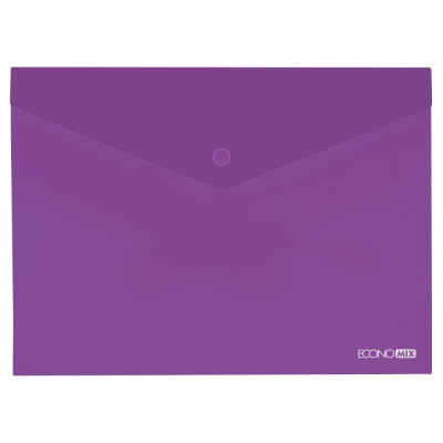 Папка-конверт А4 прозрачная на кнопке, фиолетовая - E31301-12 Economix
