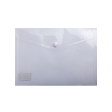 Папка-конверт, на кнопці, А5, глянсовий прозорий пластик, прозора