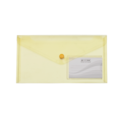 Папка-конверт TRAVEL, на кнопке, DL, глянцевый прозрачный пластик, желтая - BM.3938-08 Buromax
