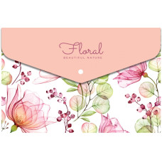 Папка-конверт А4 на кнопке Floral #1, 180 мкм, непрозрачная, фактура 