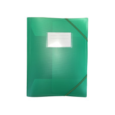 Папка пластиковая А4 на резинках, с карманом, зеленая
