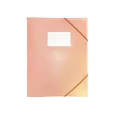 Папка пластиковая А4 на резинках, с карманцем, персиковая