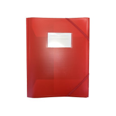 Папка пластиковая А4 на резинках, с карманом, красная