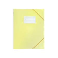 Папка пластиковая А4 на резинках, с карманом, пастельная желтая