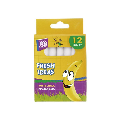 Крейда шкільна біла Fresh Ideas, 12 шт. - CF60701 COOLFORSCHOOL
