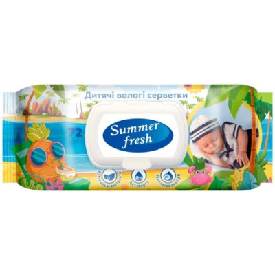 Серветки вологі дитячі, Super Pack,  72шт., Summer Fresh