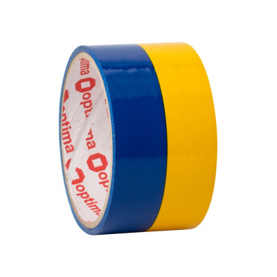 Стрічка клейка пакувальна 48 мм х 20 м Optima, жовто-блакитна - O45360