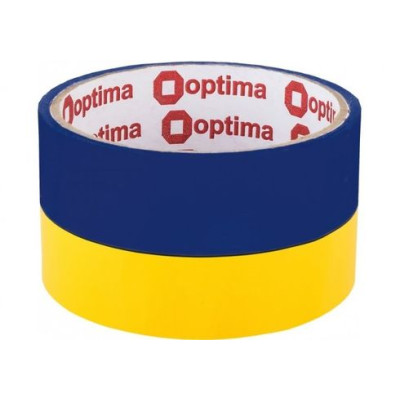 Стрічка клейка пакувальна 48мм х 300м Optima, жовто-блакитна - O45378 Optima
