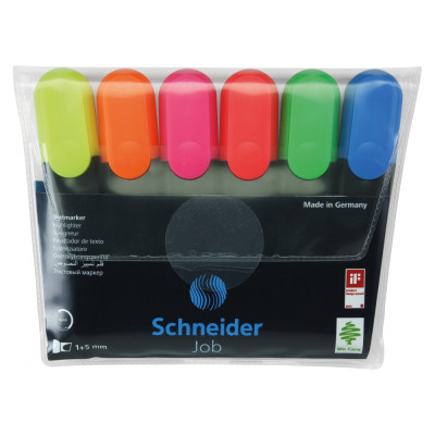 Набор маркеров текстовыделителей SCHNEIDER JOB 1-4,5 мм, 6 цветов в блистере - S115096 Schneider