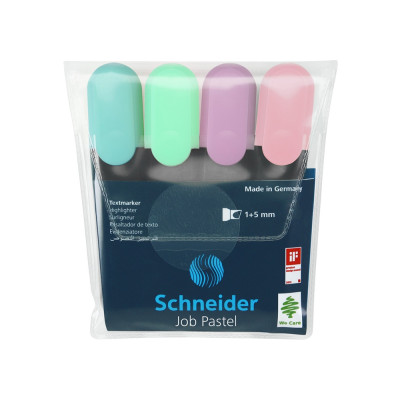 Набір текстових маркерів SCHNEIDER JOB 150, 4 пастельні кольори в блістері - S115098 Schneider