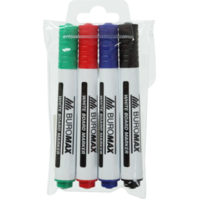 Набор из 4 маркеров для магн. досок (черн., син., зел., красн.) - BM.8800-94 Buromax