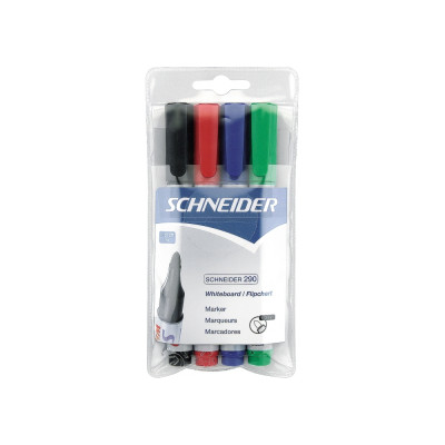 Набор маркеров для досок и флипчартов SCHNEIDER MAXX 290 2-3 мм, 4 цвета в блистере - S129094 Schneider
