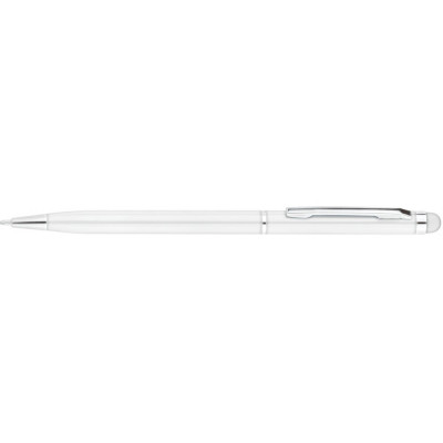 Ручка шариковая металлическая ECONOMIX STYLUS. Корпус белый, пишет синим E10308-14