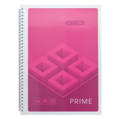 Зошит на пружині PRIME А4, 96л., клітка, в картонній обкладинці, рожевий - BM.24451101-10 Buromax