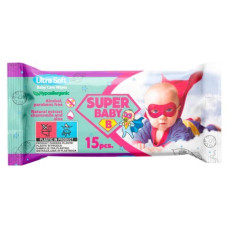 Серветки вологі SuperPack fresh, ромашка та алоє, 15шт., Super Baby Серветки вологі SuperPack fresh, ромашка та алоє, 15шт., Super Baby