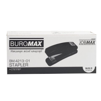 Степлер пластиковый, JOBMAX, 15 л., (скобы №24/6), 110х30х48 мм, черный - BM.4213-01 Buromax