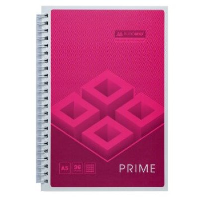 Зошит на пружині PRIME А5, 96л., клітка, в картонній обкладинці, рожевий - BM.24551101-10 Buromax