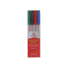 Набір кулькових ручок OPTIMA HYPE T 1,0 mm, 4 стандартні кольори чорнил, в блістері