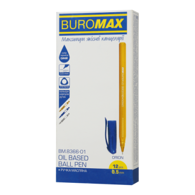 Ручка масляна металік тригран корпус синя - BM.8366-01 Buromax