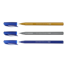 Ручка масляна металік тригран корпус синя