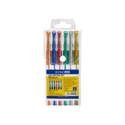 Набір гелевих ручок ECONOMIX METALLIC 6 кольорів чорнил, в блістері - E11952 Economix