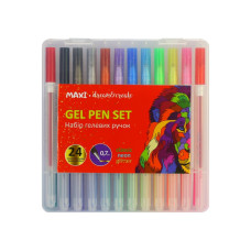 Набір гелевих ручок в пластиковому боксі,  24 неонових, класичних кольорів та з блискітками