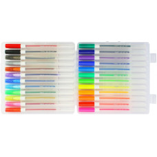 Набір гелевих ручок в пластиковому боксі,  24 неонових, класичних кольорів та з блискітками