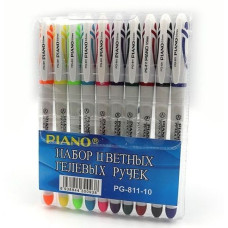 Набір ручок гелевих 10 кольорів Piano PG-811 12/120шт/уп