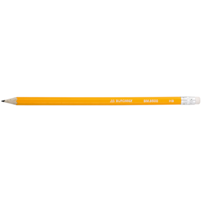 Олівець графітовий HB, жовтий, з гумкою - BM.8500 Buromax