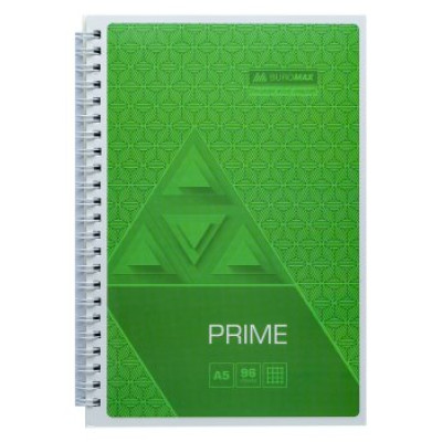 Зошит на пружині PRIME А5, 96л., клітка, в картонній обкладинці, салатовий - BM.24551101-15 Buromax